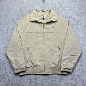 VINTAGE Maserati Jacket Mens XL Tan  Harrington Bomber Quilt Lined Made in Italy